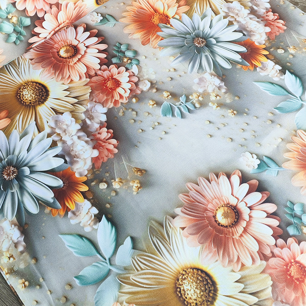 Тканина Ранфорс Digital print - Різнокольорові гербери