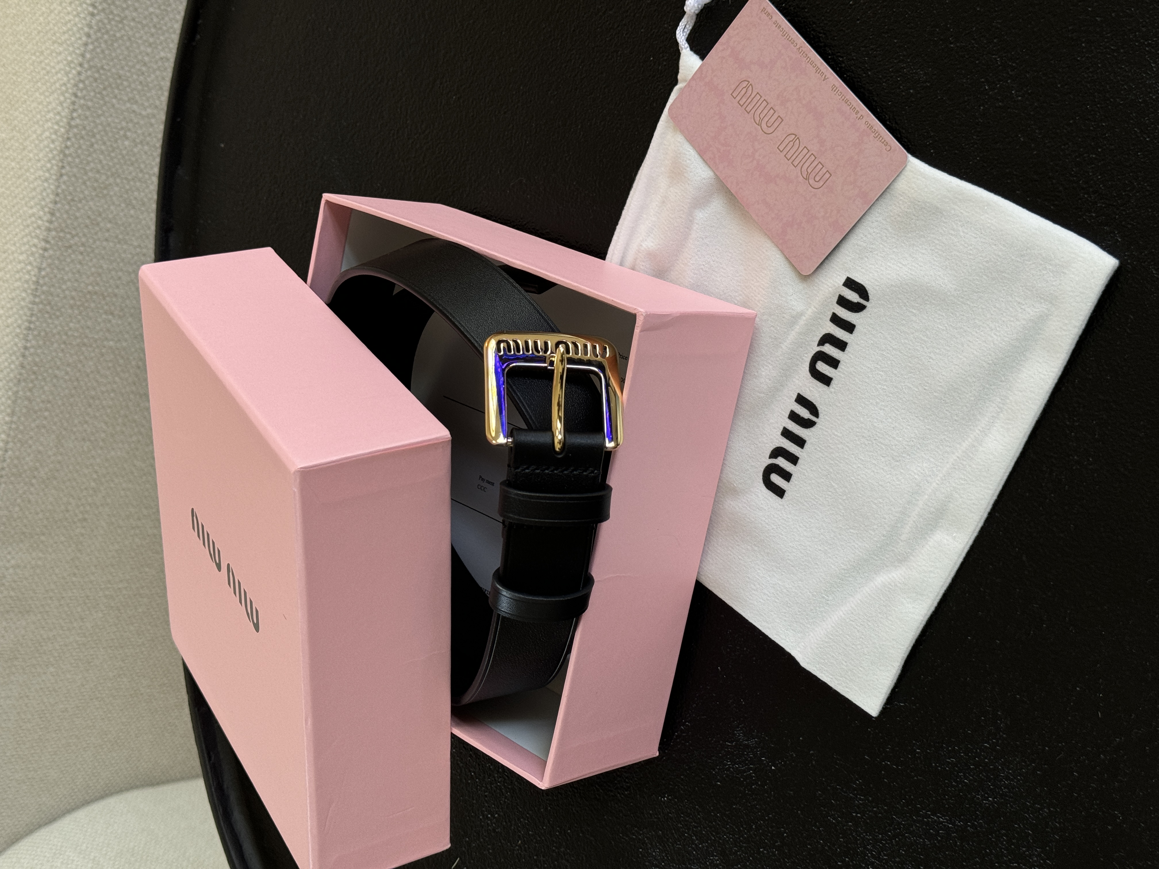 Miu Miu Nappa Leather Belt Black