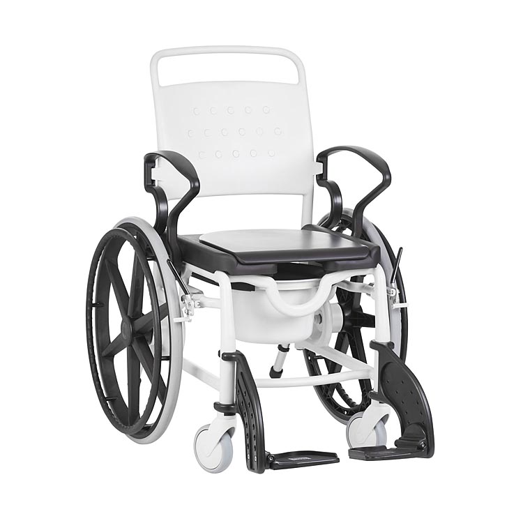 Rebotec Genf - Self Propelled Shower Commode Wheelchair - Grey