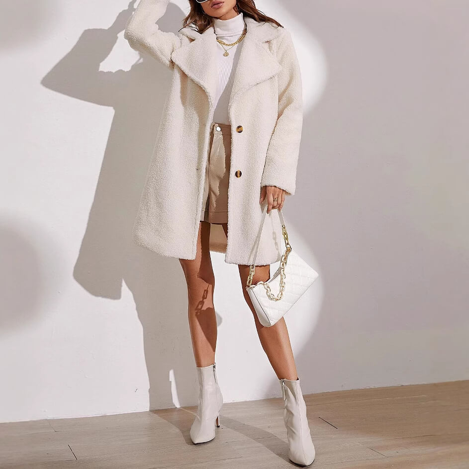 Cozy Long Teddy Coat Women's Outerwear | Warm Overcoat For Cold Weather