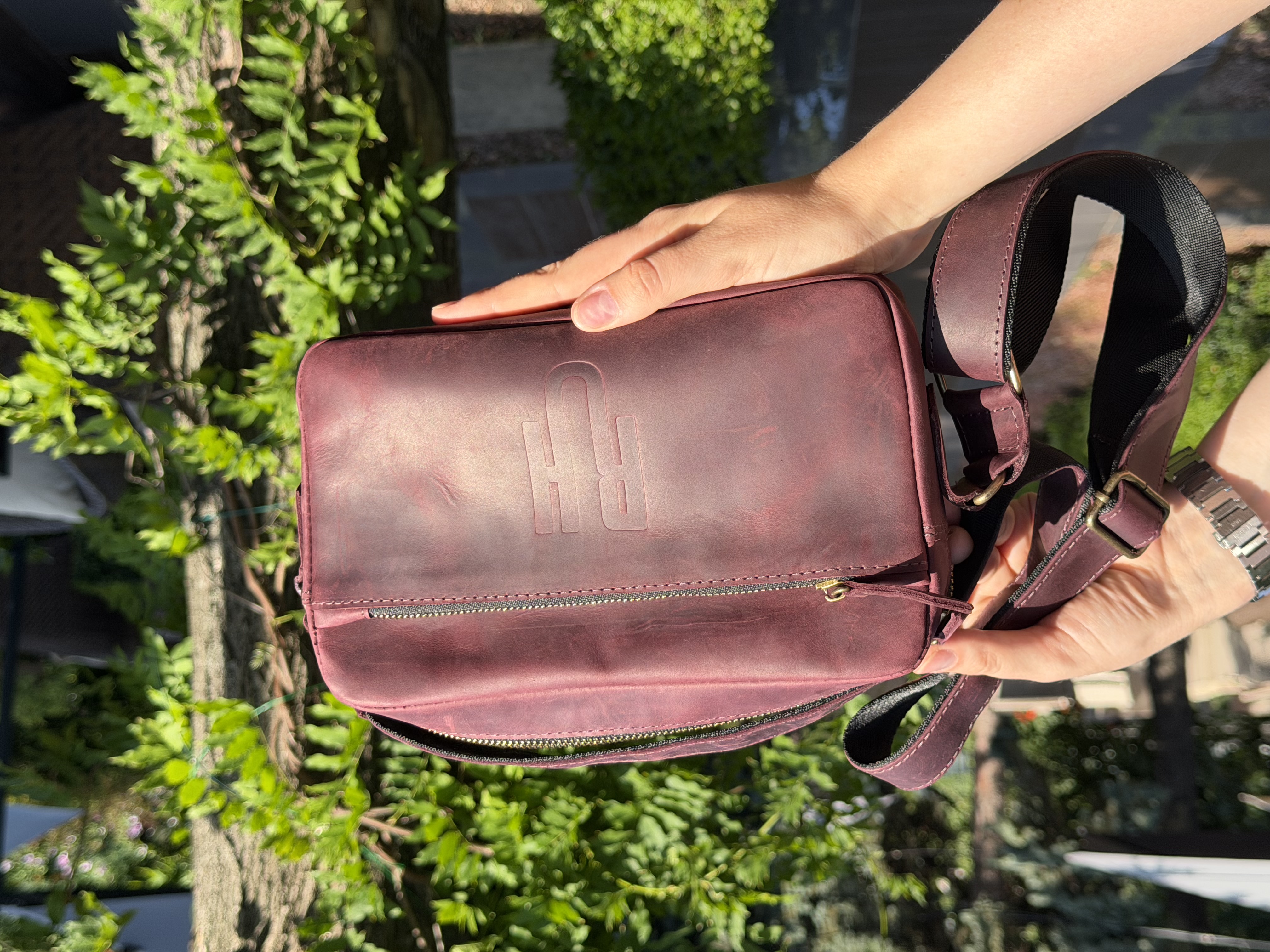 Burgundy money bag