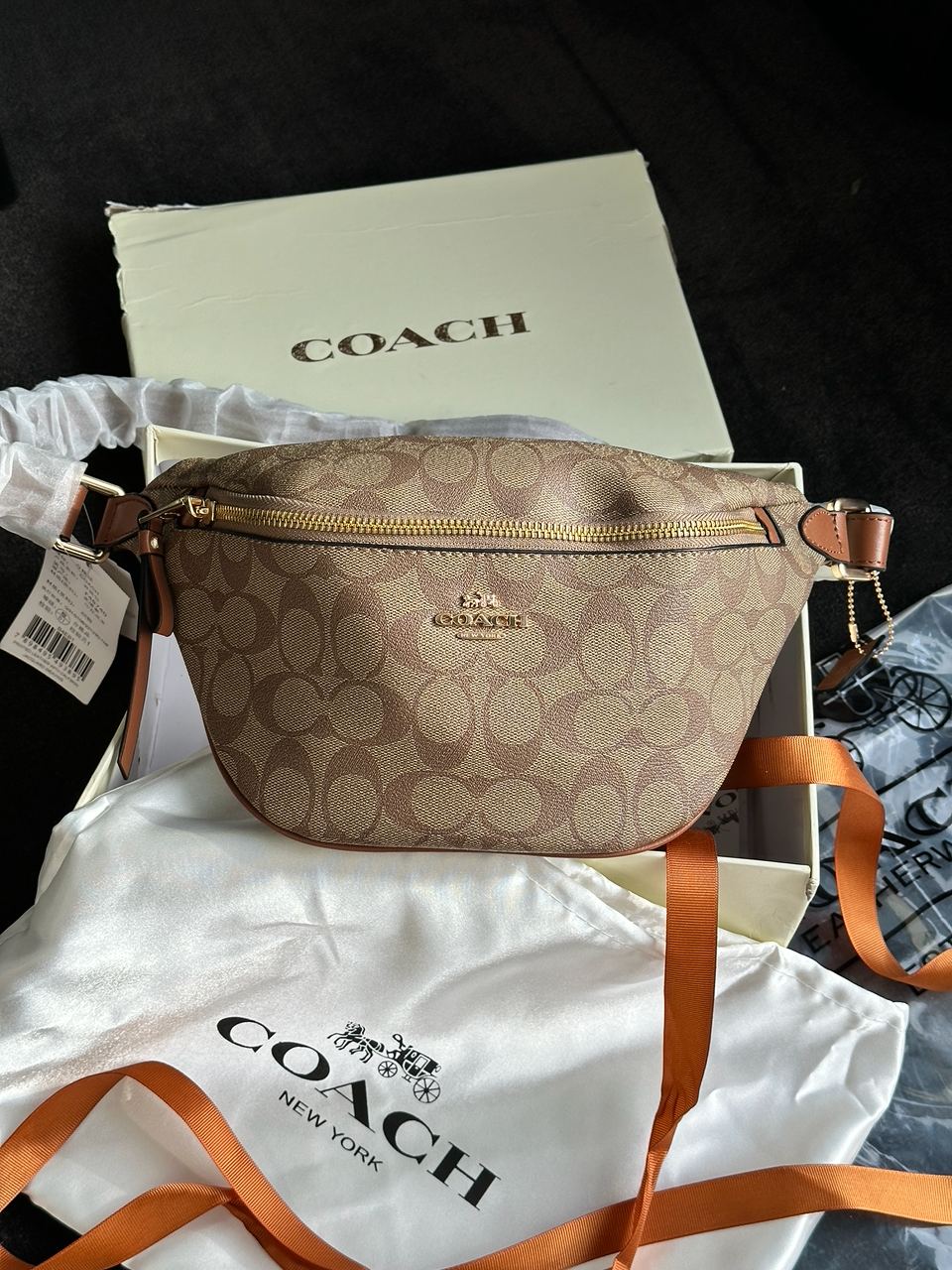 Coach Signature Belt Bag Fanny Pack Khaki Saddle