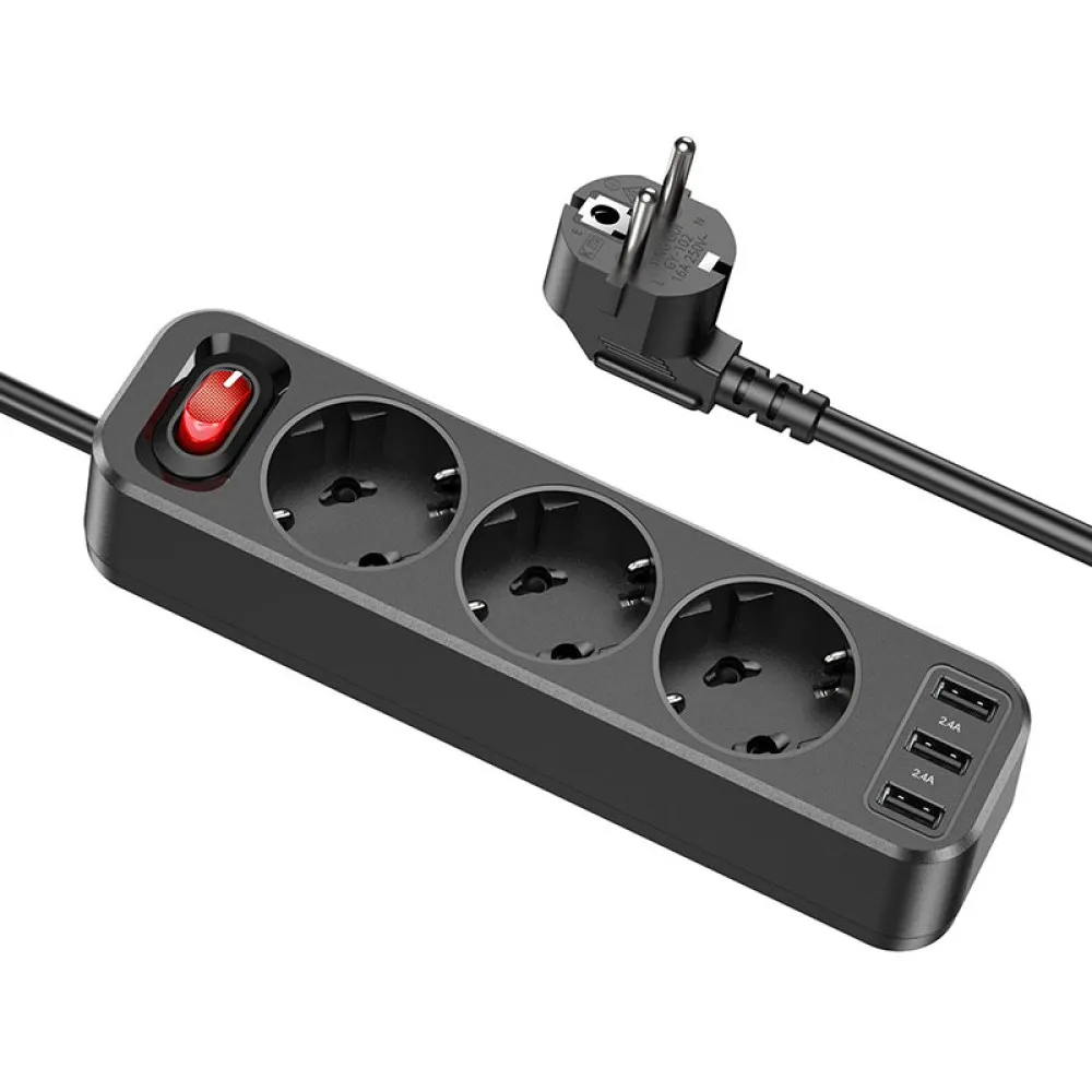 Мережевий подовжувач HOCO NS4 Sharp PD65W(2C1A) desktop socket(EU/GER)
