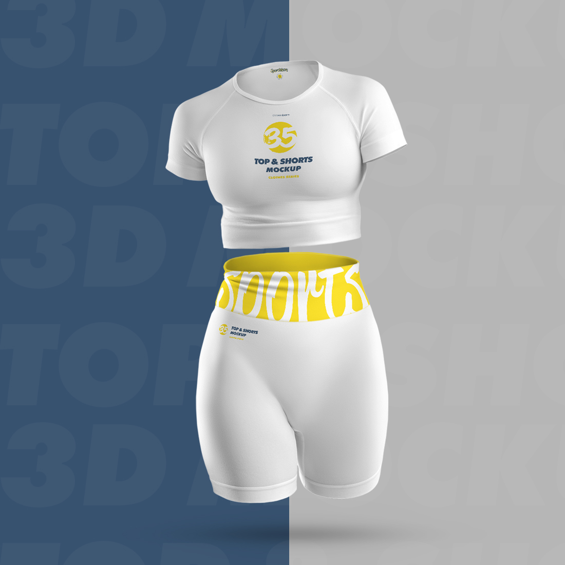 3D Mockup Top & Shorts Sportswears