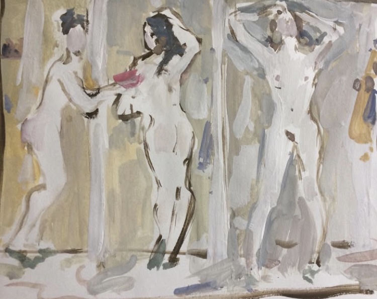 Three graces, 2019, 30х50 sm, gouache