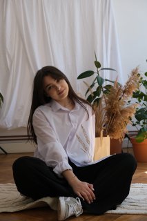 Біла oversized сорочка "Колосок"