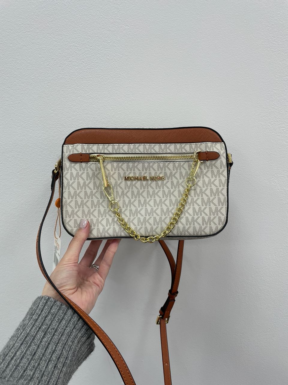 Michael Kors Jet Set Large Logo Crossbody Bag Ivory