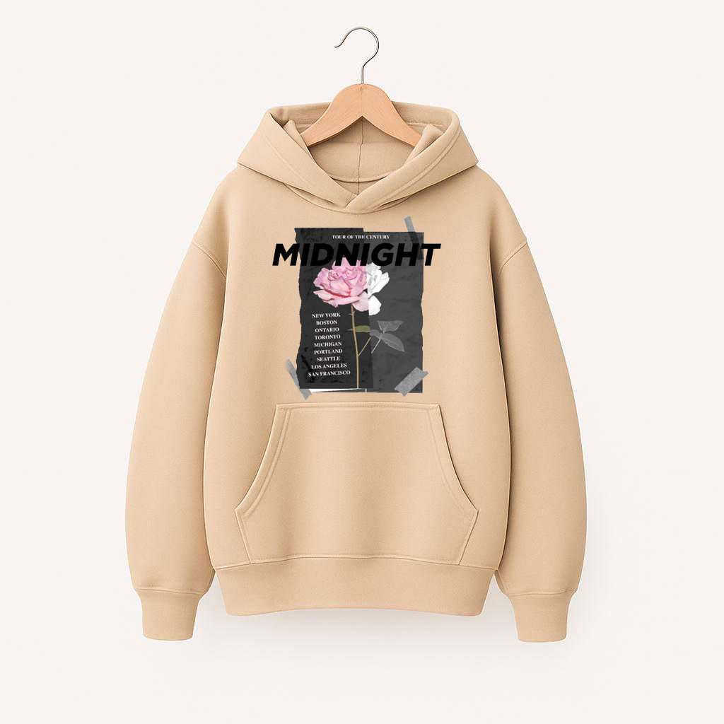 ХУДІ ОВЕРСАЙЗ БЕЖ   З ПРИНТОМ "ТРОЯНДА 1"