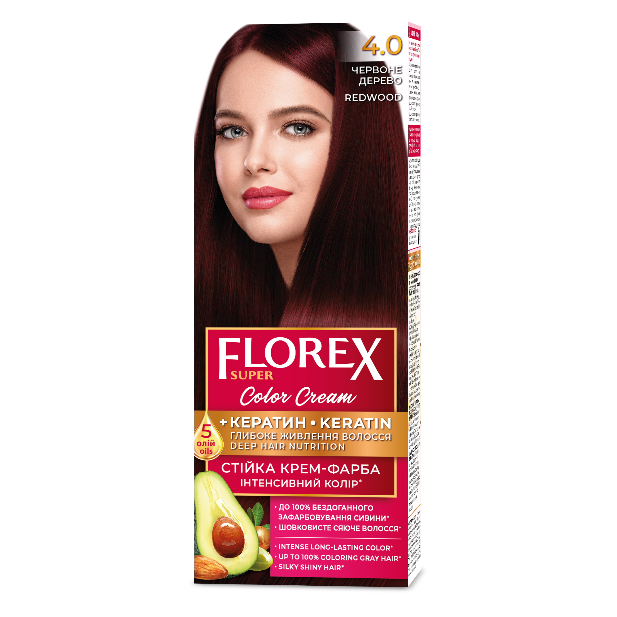 Стійка крем-фарба для волосся Florex Super Червоне дерево 4.0