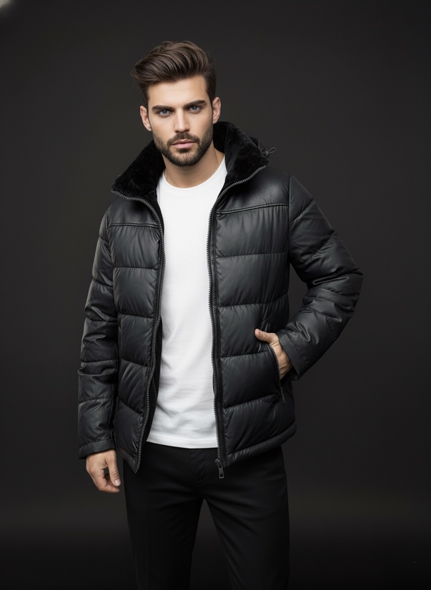 Ексклюзивна зимова чоловіча куртка з хутром норки