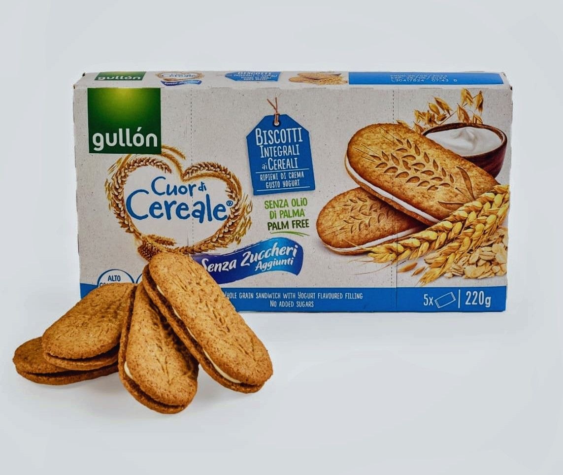 Печиво сендвіч БЕЗ цукру Gullon з йогуротом 220g.
