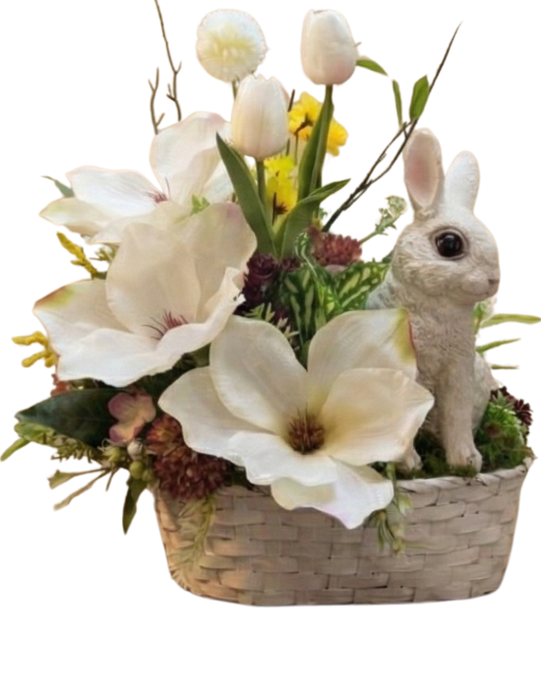 Húsvéti asztaldísz porcelán nyuszival (45x33 cm)