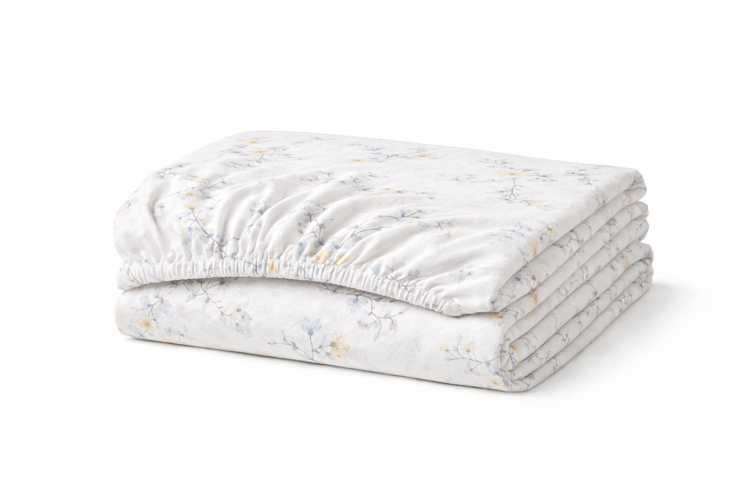 Простирадло на гумці ранфорс принт "Букети дрібних  квітів на білому"