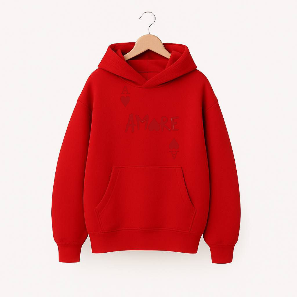 ХУДІ УТЕПЛЕНЕ ОВЕРСАЙЗ ЧЕРВОНЕ З ПРИНТОМ 