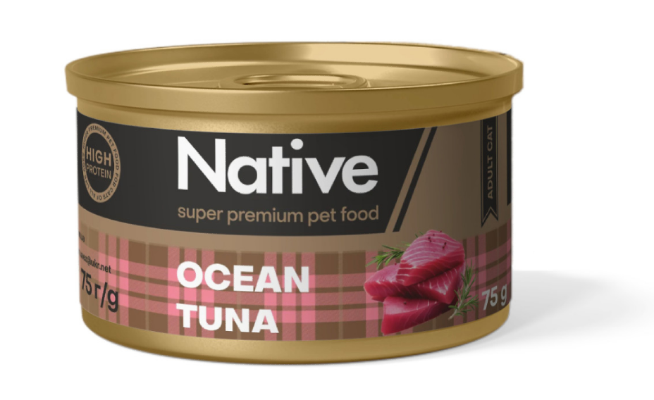 Native Ocean Tuna Adult Cat - натуральний консервований корм з океанічним тунцем для котів, 75г