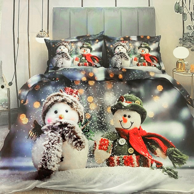 Новорічна постіль сатин 5D - Помічники санти