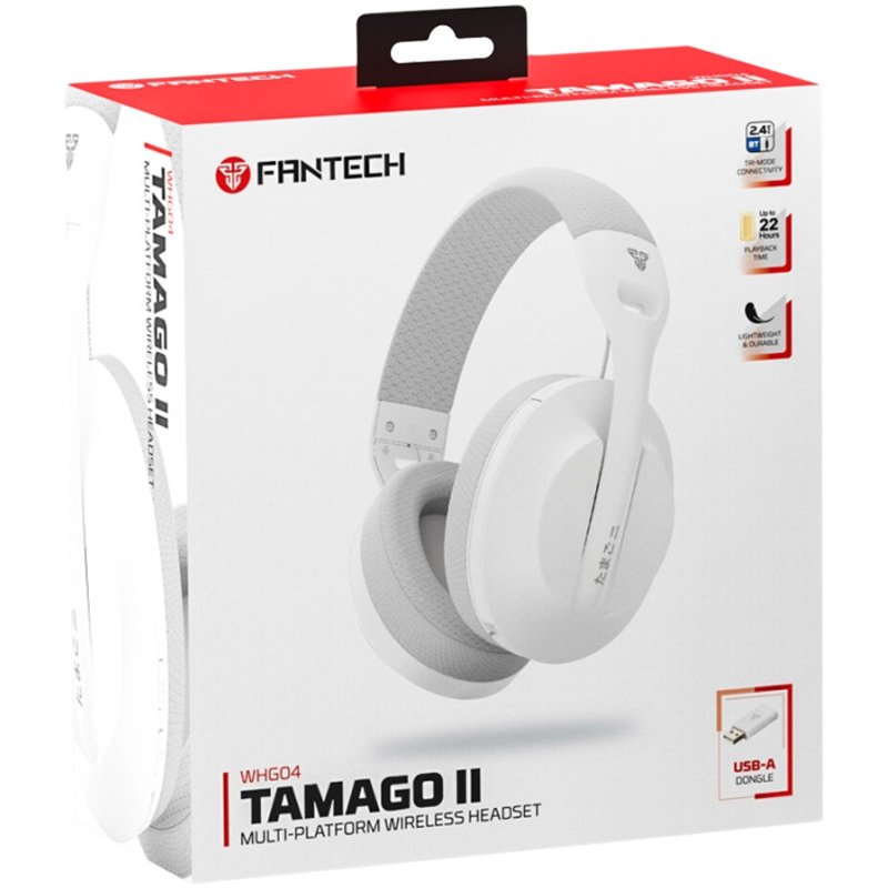 Навушники ігрові Fantech WHG04 Tamago II (дротові/Bluetooth/2.4Ghz) White