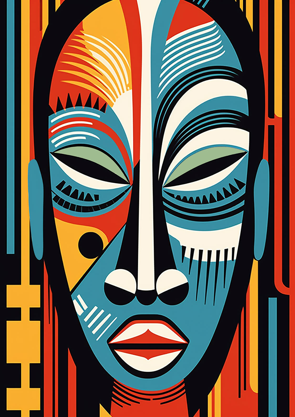 African mask 6, 42x30 cm original acrylic painting on paper