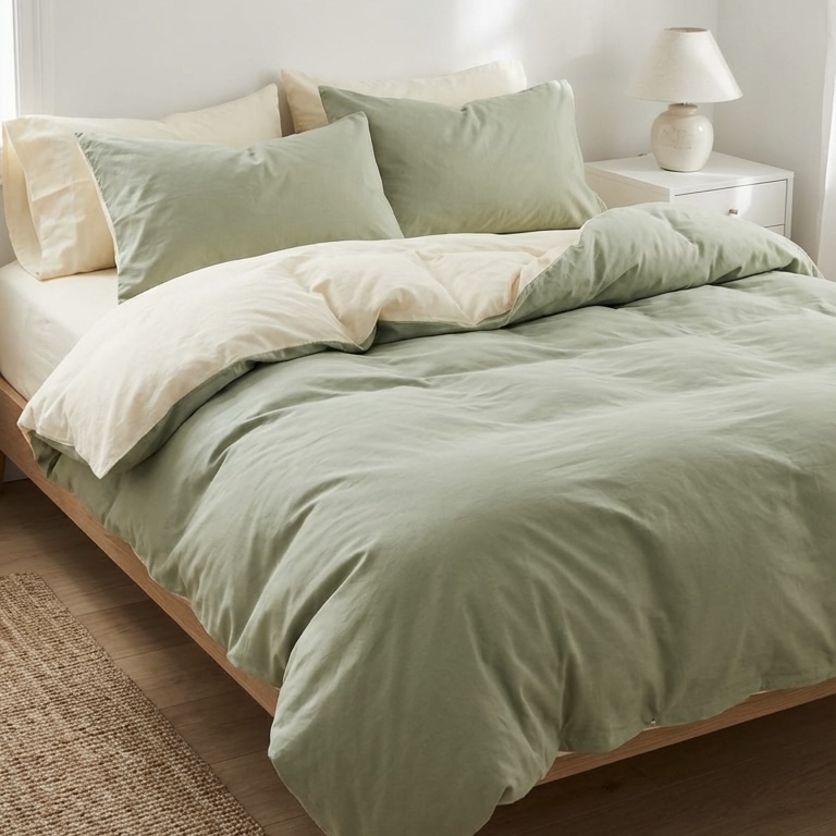 Постільна білизна з ранфорсу, колір Світла оливка&Морозиво