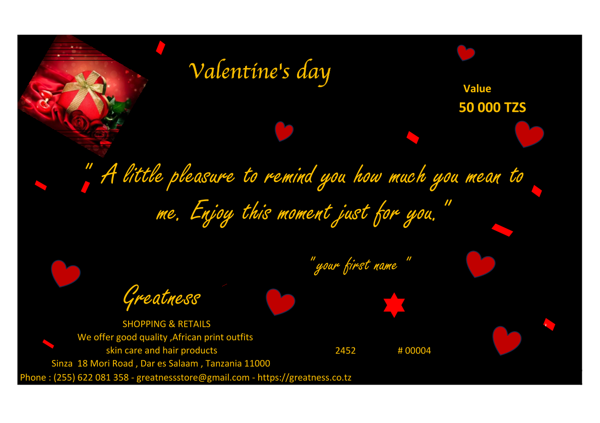 Greatness - Valentine's Day Gift voucher.