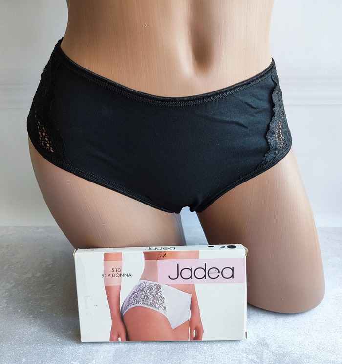 Жіночі трусики сліпи Jadea 513 чорні з бавовни та мереживом, Італія