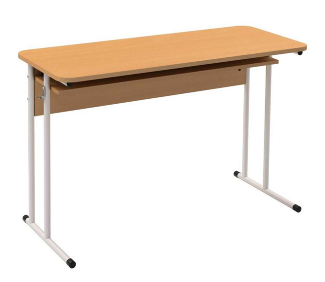 Стіл учнівський 2-місн. з полицею, ростова гр. № 6, каркас - кругла труба, стільниця з заокругленими кутами KOMODO