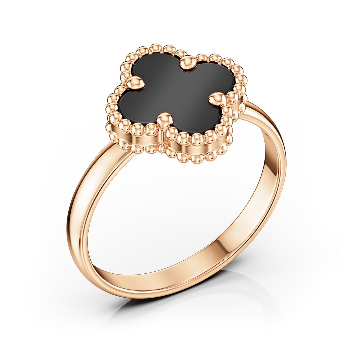 Goldring „Fortuna“ mit schwarzem Achat – 585er Rotgold