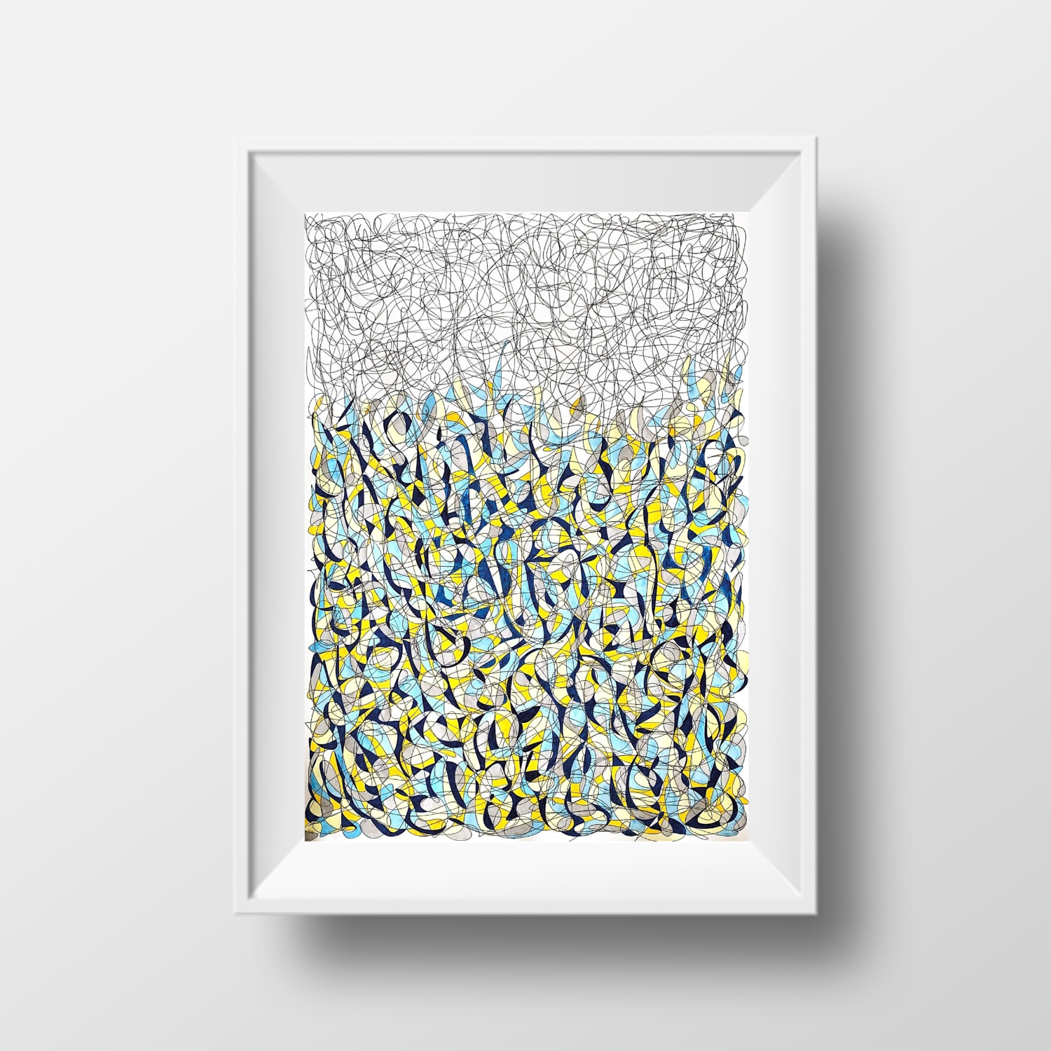 Blue Yellow Mosaic, 2022, ink on paper, 45*32cm