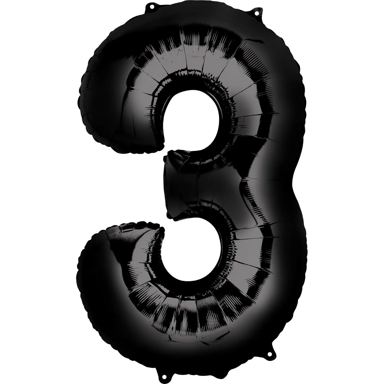 34 inch Number 3 Black Helium Balloon