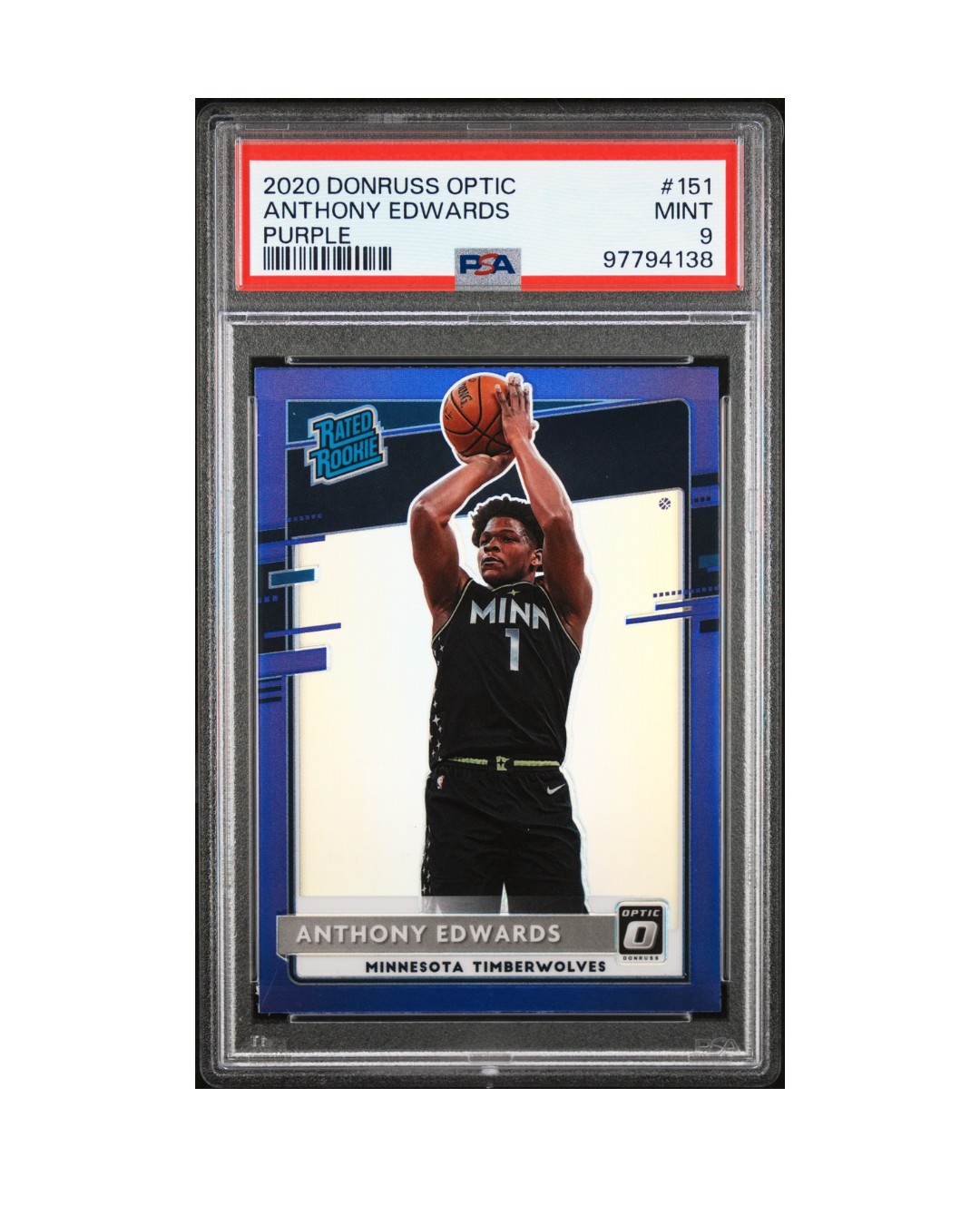 2020 PANINI DONRUSS OPTIC #151 ANTHONY EDWARDS PURPLE