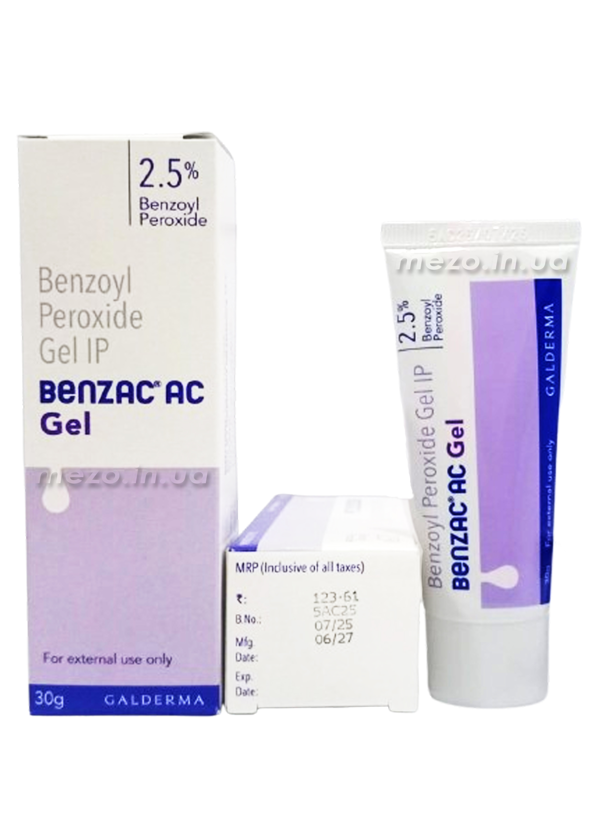 Гель від прищів Benzac AC Бензак (Базирон) 2.5% 30 г. Galderma