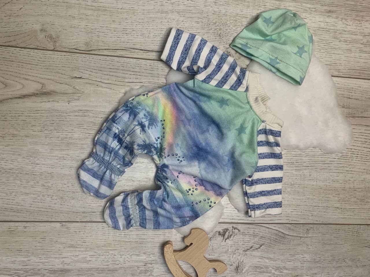 Одяг для Baby Born 43см: комбінезон сліп із шапочкою