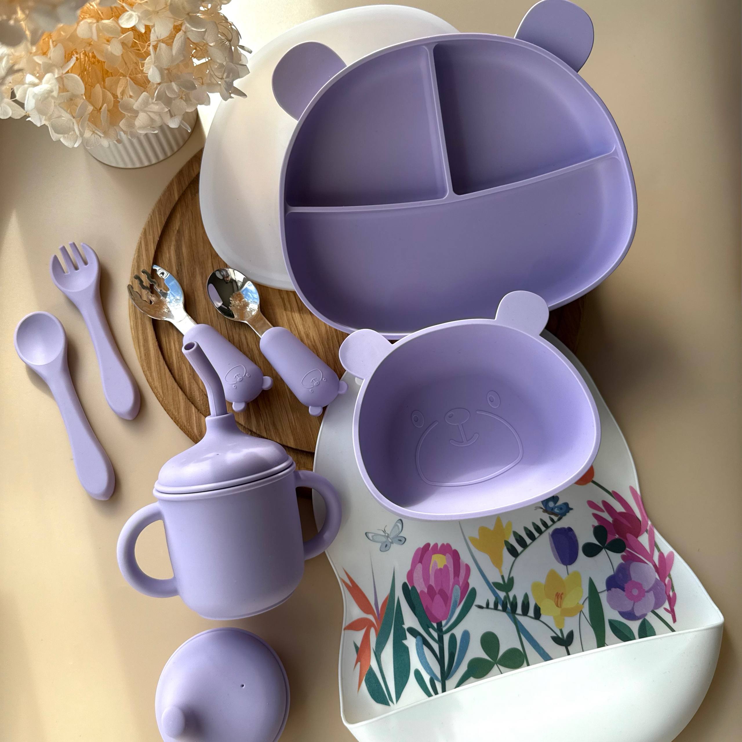 Набір силіконового посуду для прикорму BLW «Lavender Bloom»