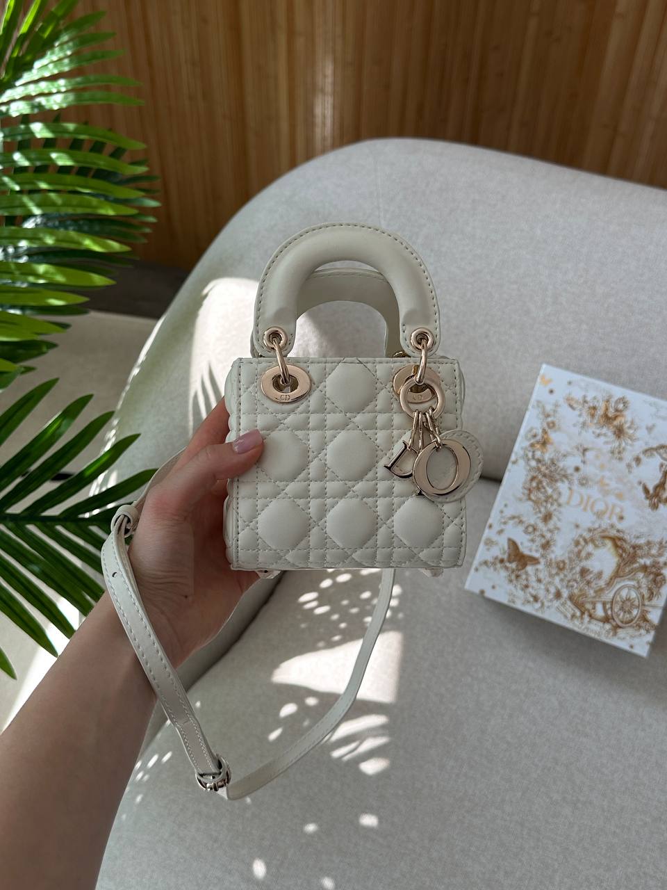 Christian Dior MICRO Lady Dior Bag White