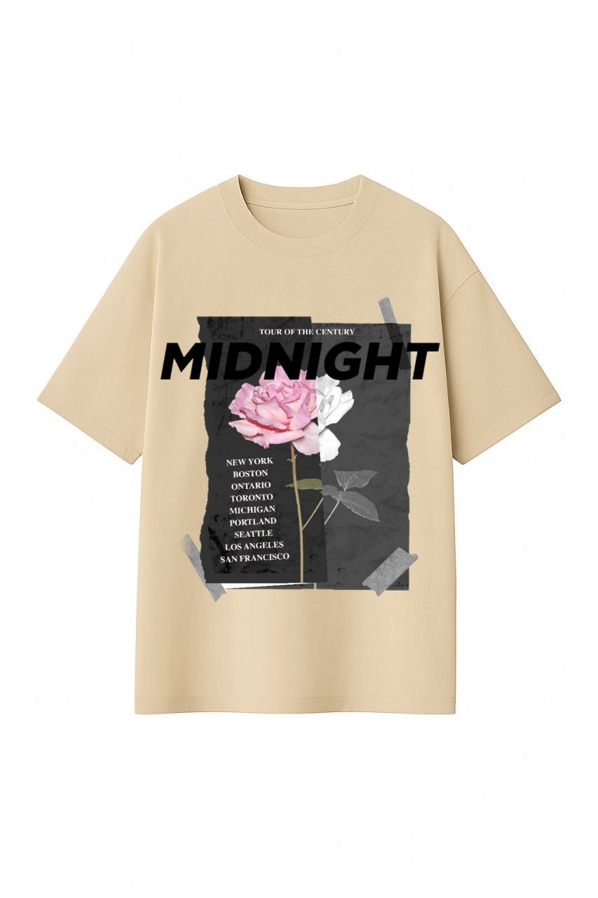 ФУТБОЛКА ОВЕРСАЙЗ БЕЖЕВА З ПРИНТОМ "ТРОЯНДА 1"