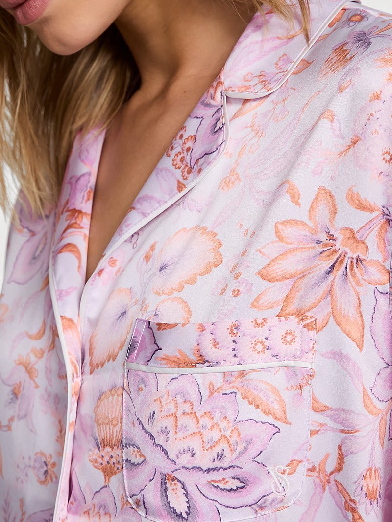 Піжама  Satin Long Pajama Set flowers