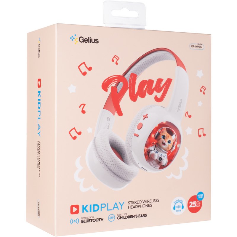 Бездротові дитячі навушники Gelius KIDPlay GP HP-010 White/Red