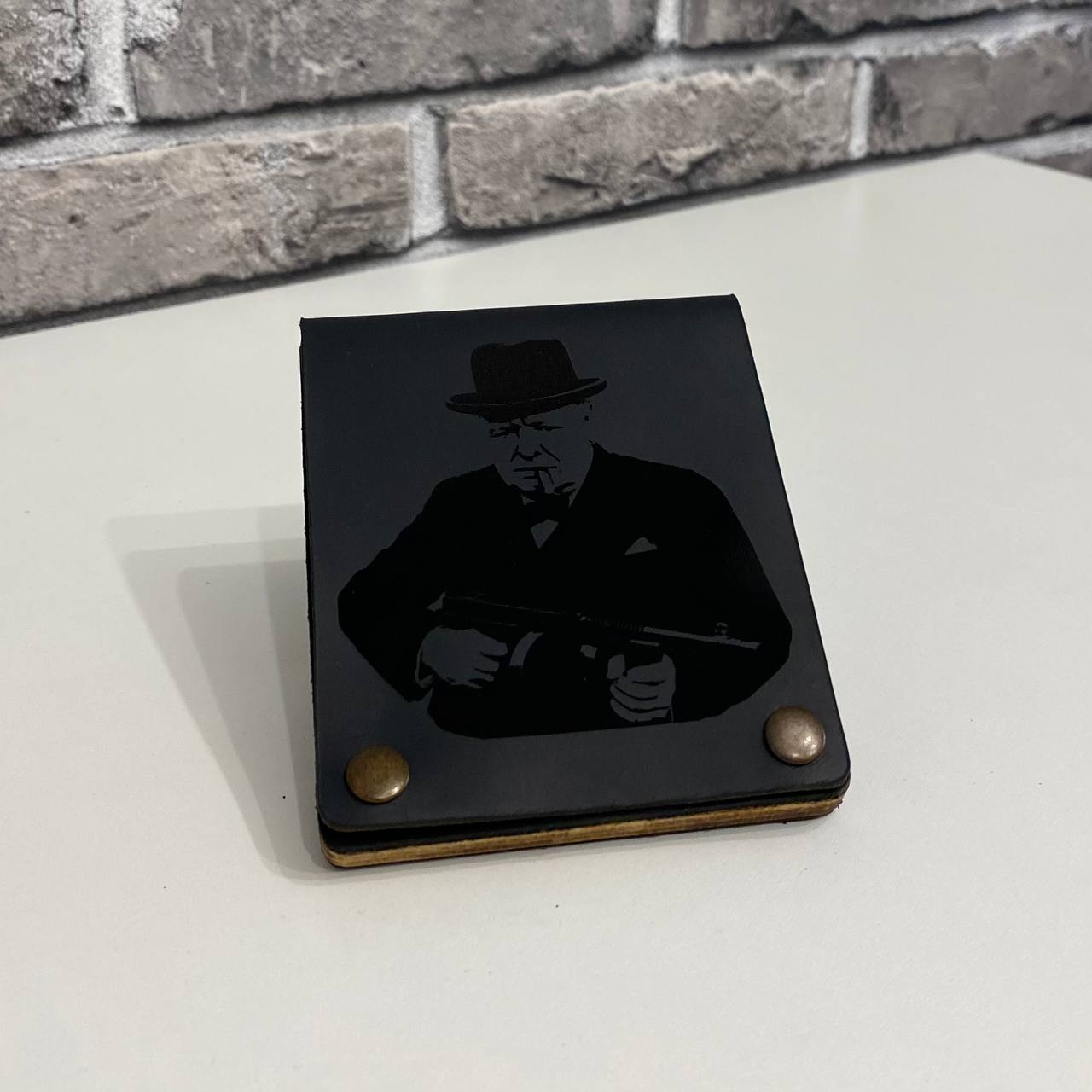 Шкіряний портсигар для самокруток з принтом CHURCHILL
