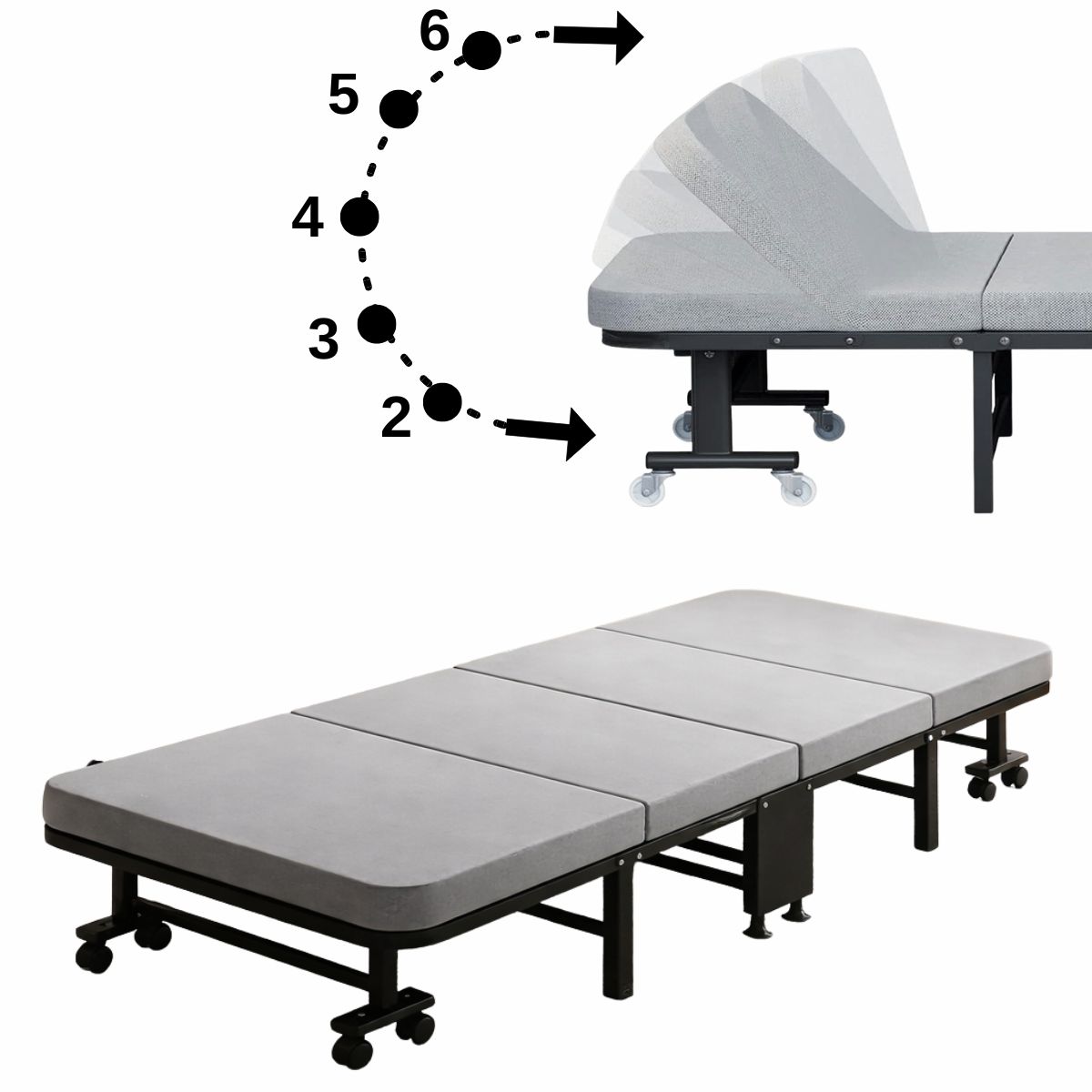 Портативне розкладне ліжко 188х70х30 з ортопедичним матрацом — Посилений сталевий каркас