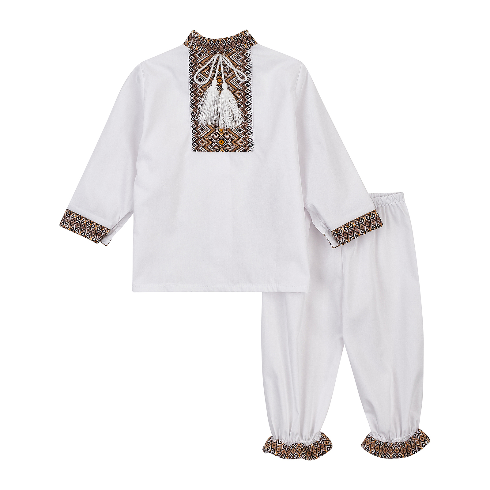 Комплект для хрещення хлопчика з коричневим орнаментом