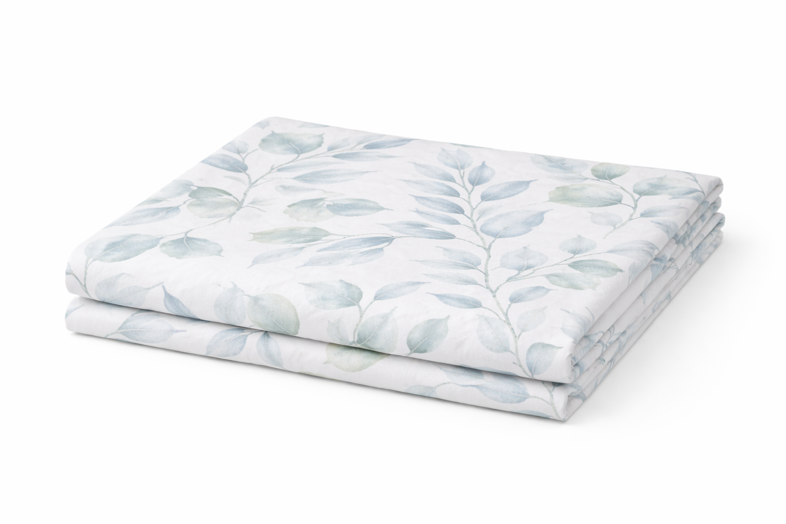 Простирадло ранфорс принт без гумки "Блакитне листя"