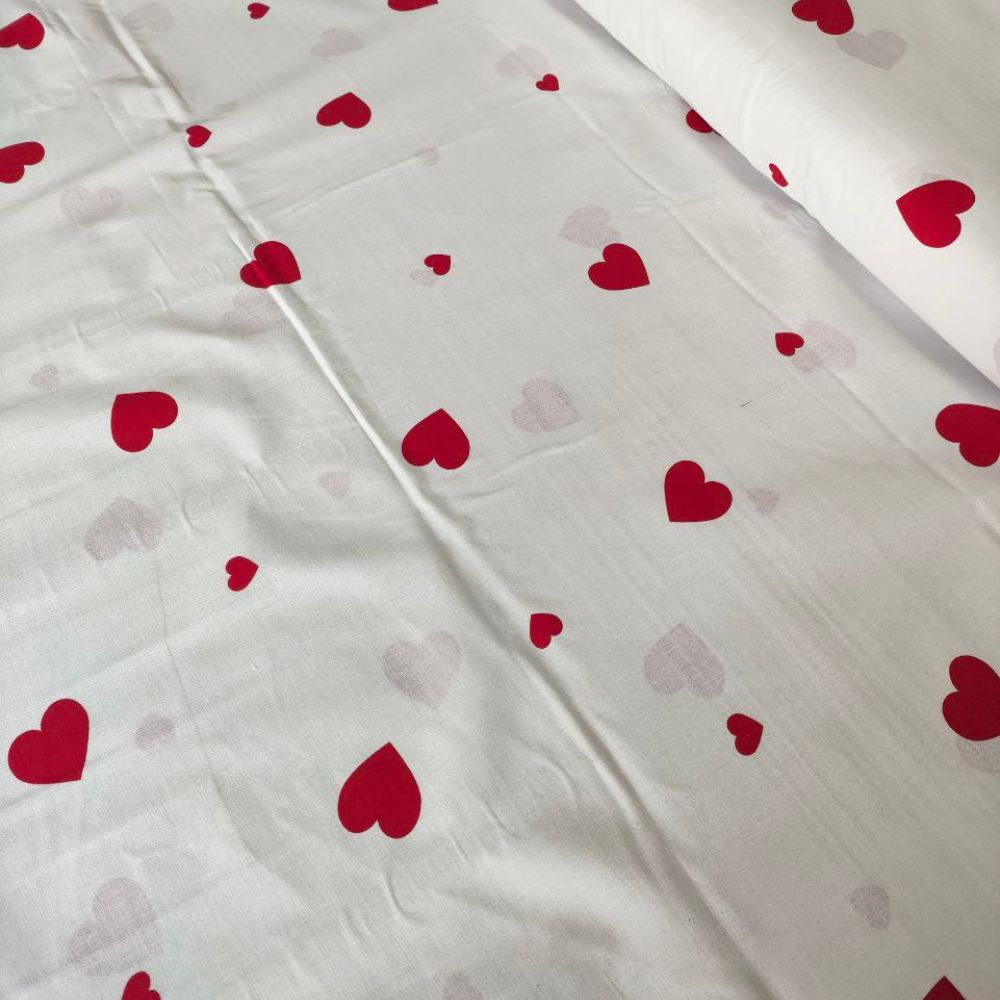 Тканина Голд Euro - Червоні сердечка(фон білий)