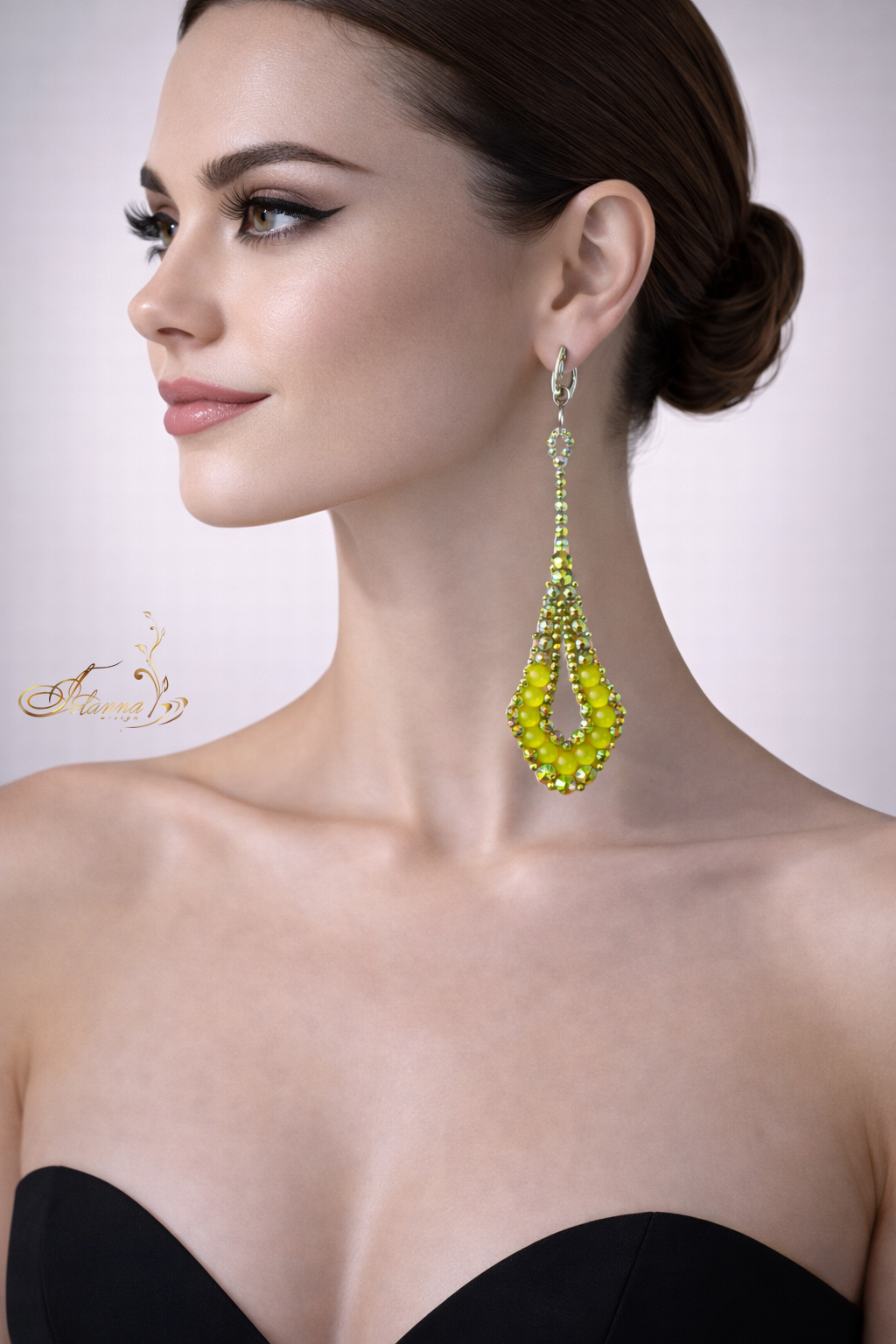 Neon Yellow Crystal Dance Earrings