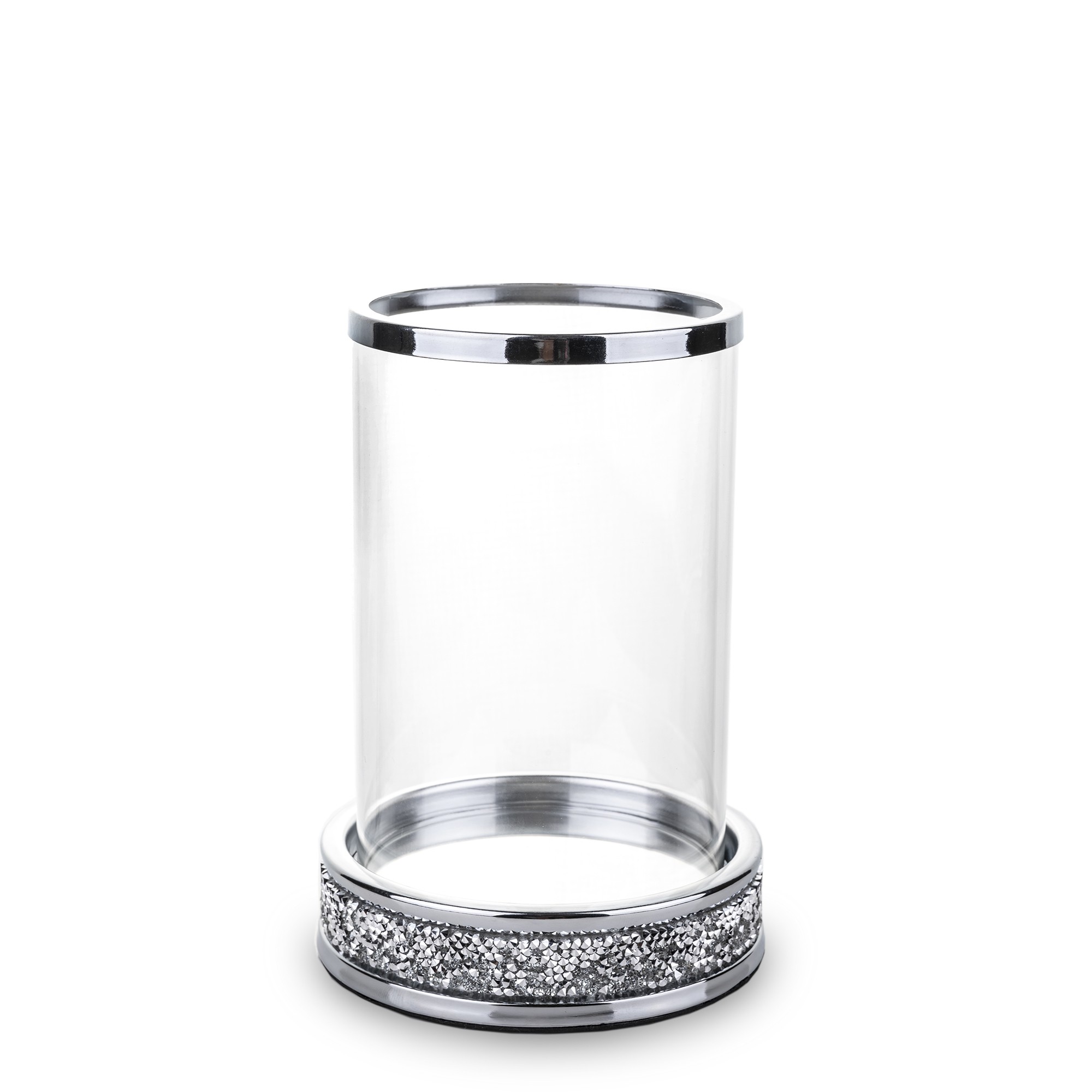 Свічник для широкої свічки з камінцями в сріблі 17×12×12 см