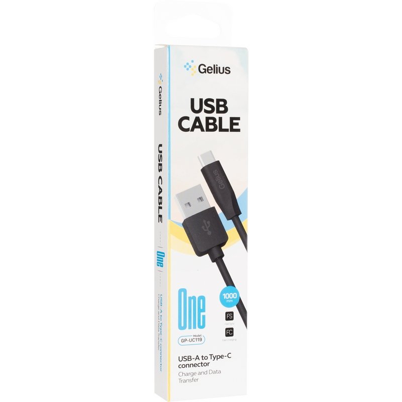 Кабель USB Gelius One GP-UC119 USB-A to Type-C (1m) (12W) Black