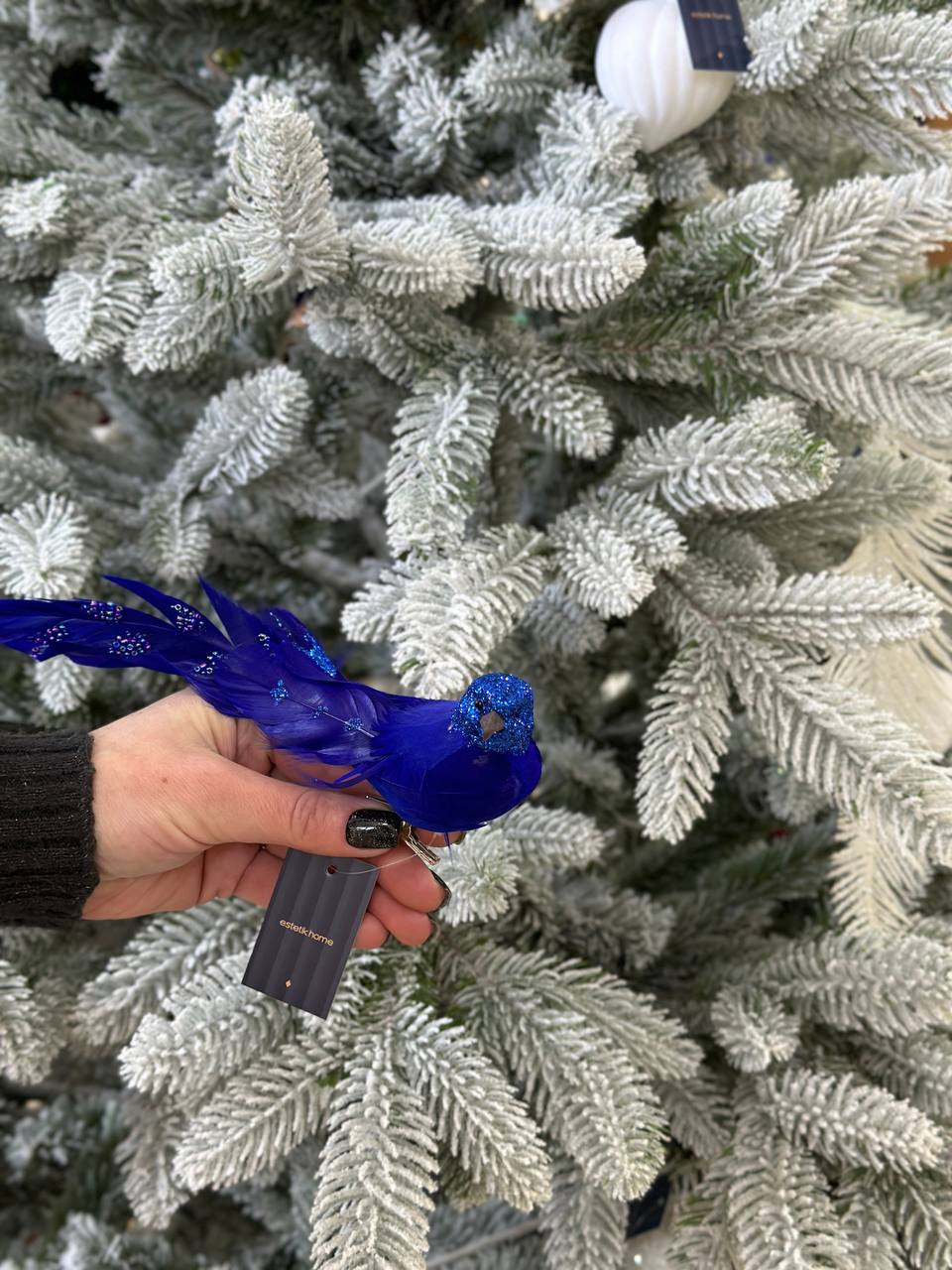 Декоративний птах на кліпсі, 18 см, з декором з бусин та глітера, 3 дизайни