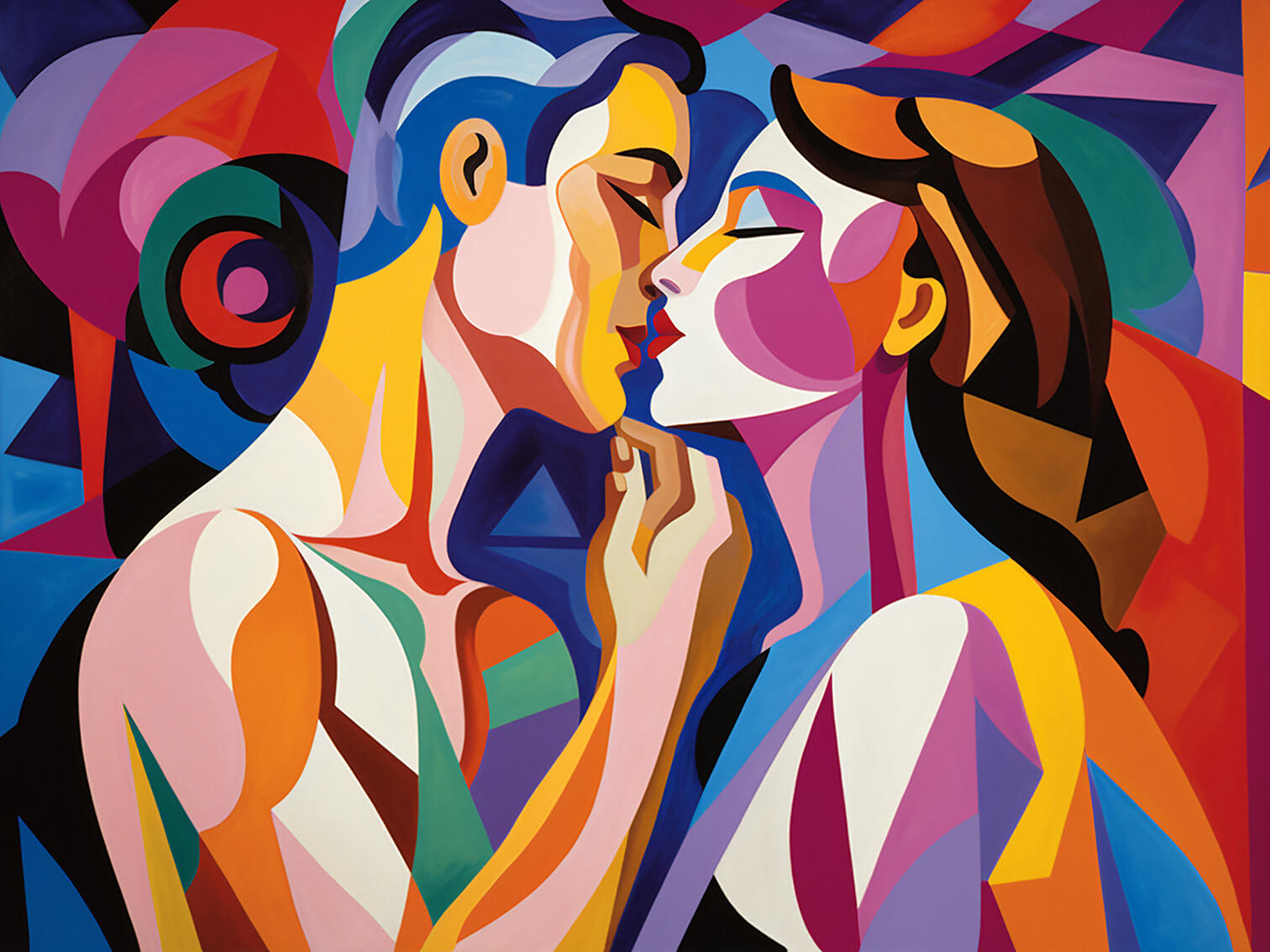 The Kiss II, 60x80 cm, original acrylic painting on canvas