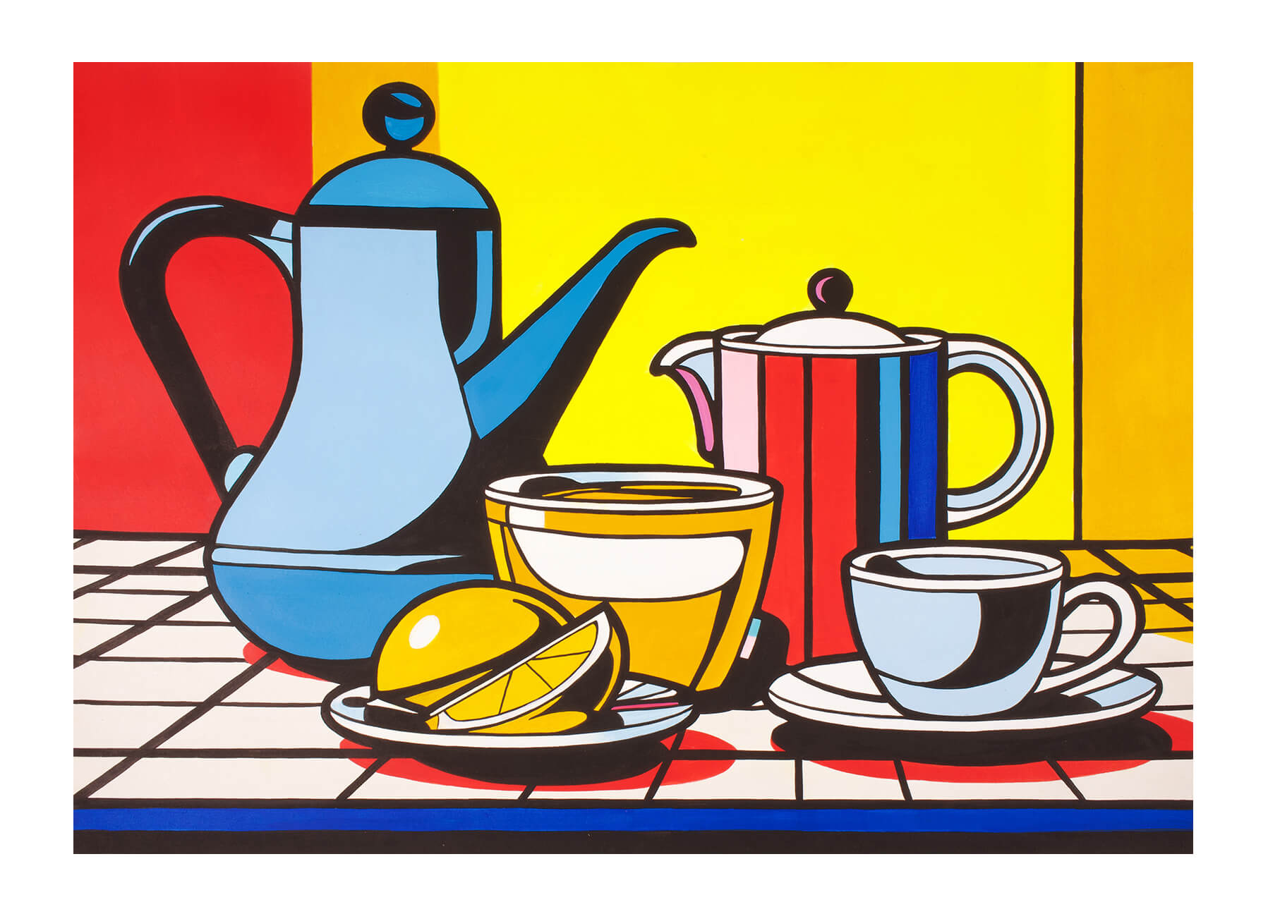 Still life with coffee and tea, limited edition giclee print on paper