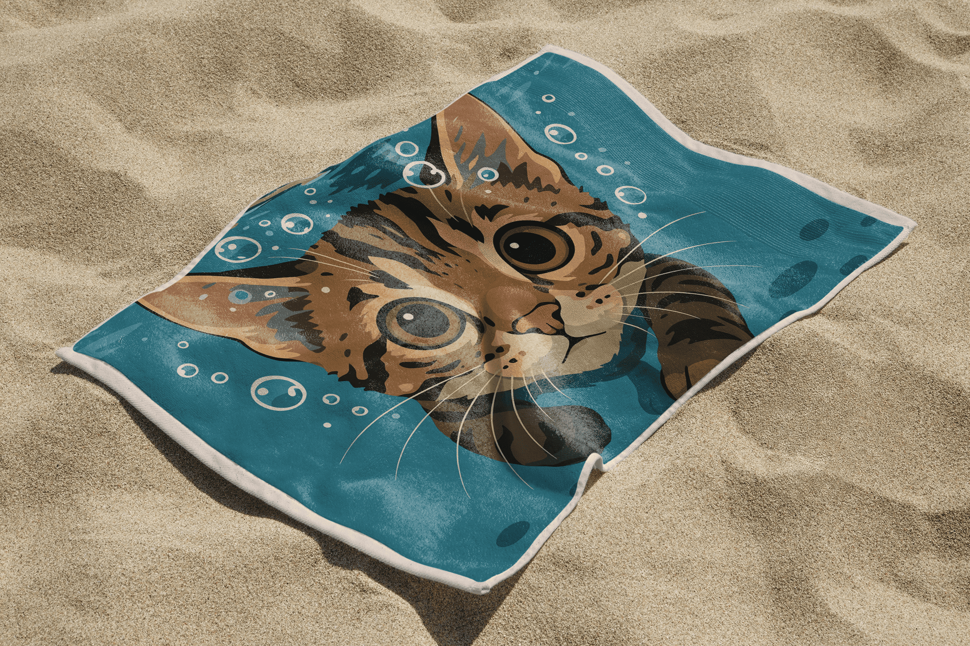 Рушник "Котик та бульбашки"