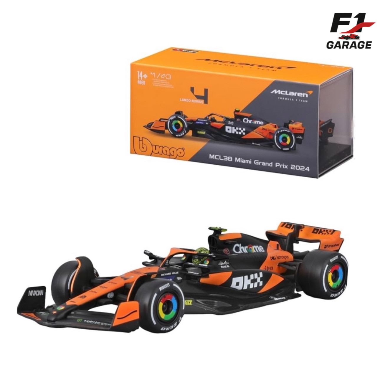 Burago McLaren MCL38 Lando Norris, 1:43, 2024 з пілотом